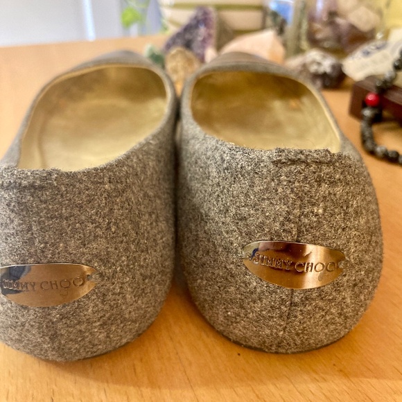 Jimmy Choo Whirl 40 US 9-9.5 Silver Cap Toe Wool Slip On Flats Shoes MSRP $425 - Picture 9 of 11
